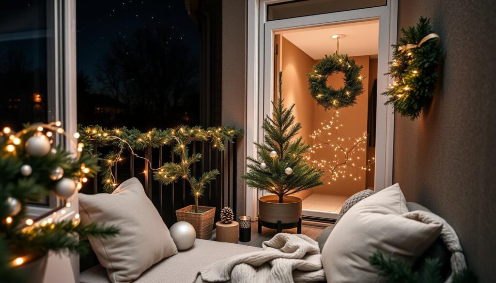 decoración balcón pequeño navidad