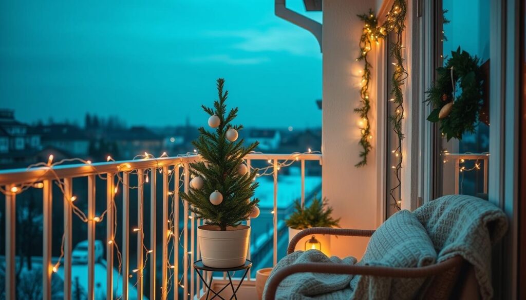 decoración balcón pequeño navidad
