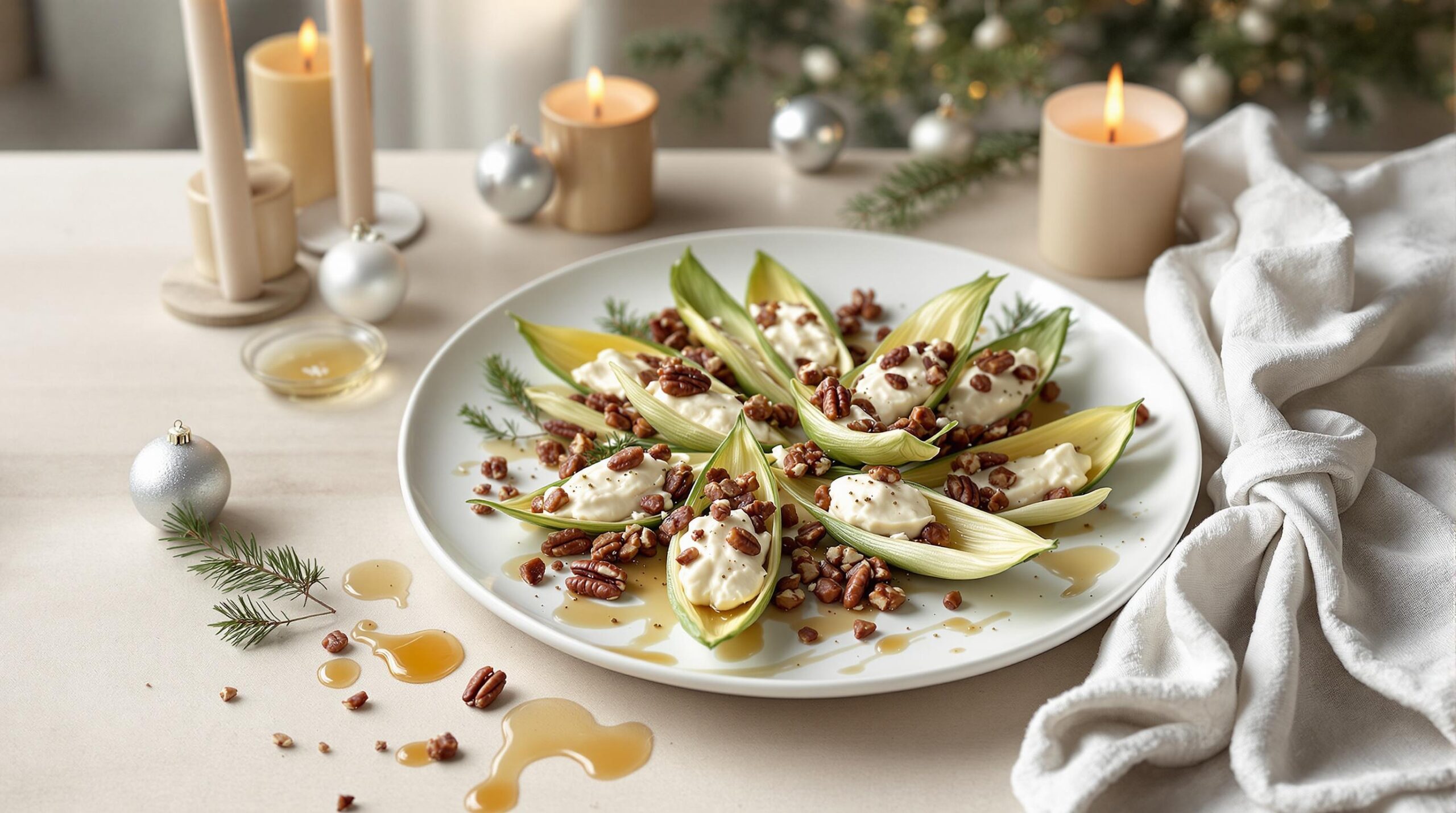 Lee más sobre el artículo Endivias rellenas con mousse de queso de cabra y nueces