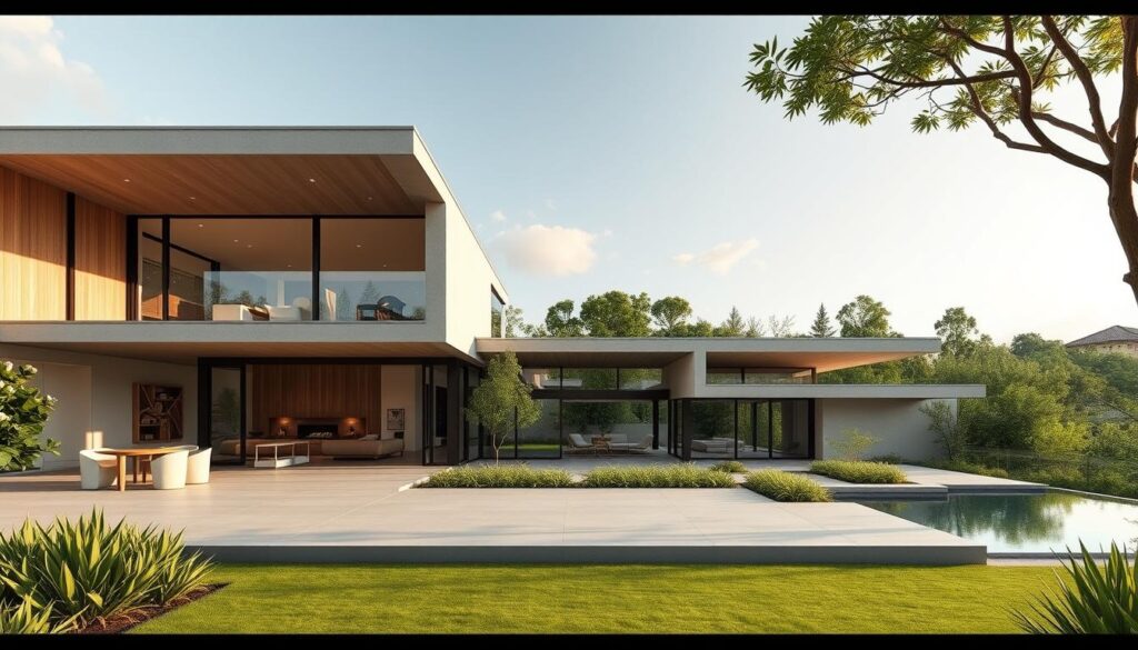 Elementos de diseño moderno en arquitectura residencial