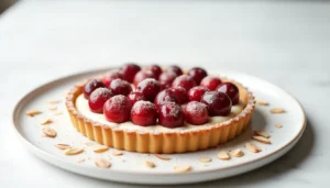 Lee más sobre el artículo Tarta de cerezas confitadas con frangipane de almendras